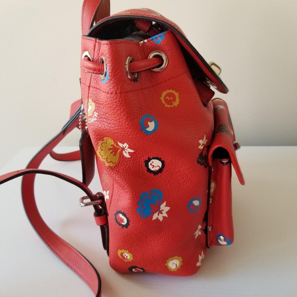Coach Charlie Floral Leather Mini Backpack Rucksack - Picture 4 of 14